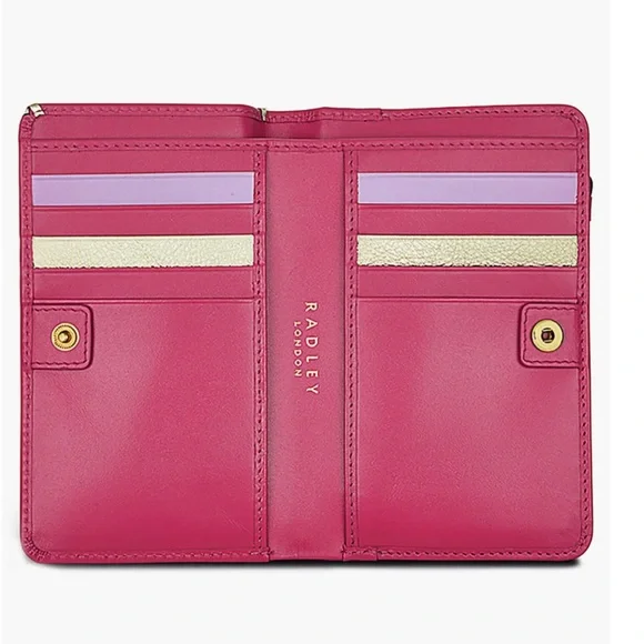 Radley London Magic Carousel Pink Medium Leather Bifold Wallet New - Picture 3 of 5